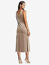 Rear View Thumbnail - Topaz Cowl-Neck Velvet Midi Tank Dress - Rowan