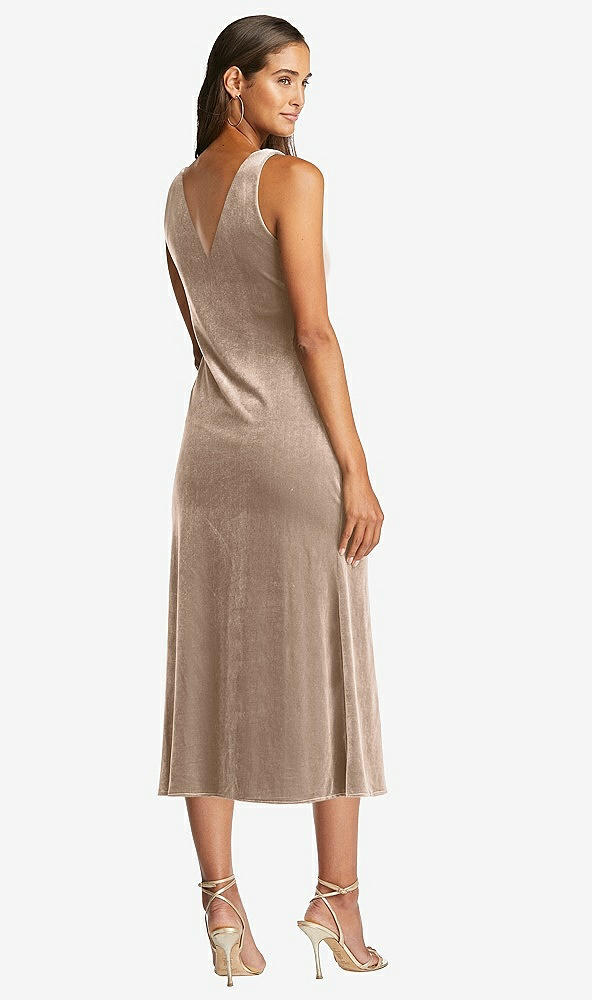 Back View - Topaz Cowl-Neck Velvet Midi Tank Dress - Rowan