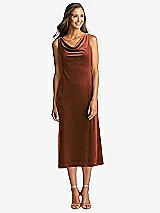 Front View Thumbnail - Auburn Moon Cowl-Neck Velvet Midi Tank Dress - Rowan