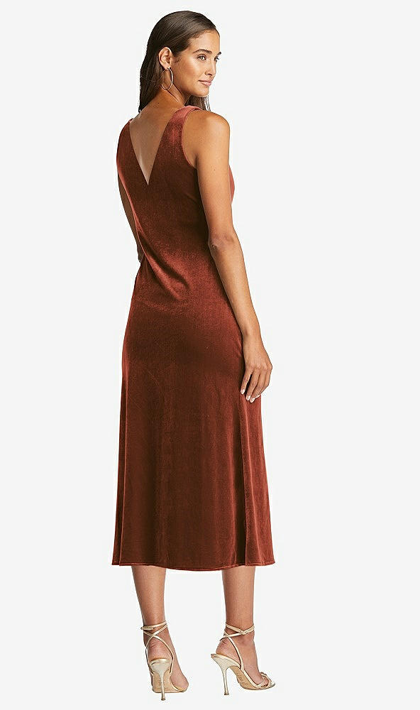 Back View - Auburn Moon Cowl-Neck Velvet Midi Tank Dress - Rowan