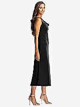 Side View Thumbnail - Black Cowl-Neck Velvet Midi Tank Dress - Rowan