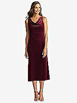 Front View Thumbnail - Cabernet Cowl-Neck Velvet Midi Tank Dress - Rowan