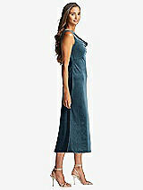 Side View Thumbnail - Dutch Blue Cowl-Neck Velvet Midi Tank Dress - Rowan