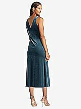 Rear View Thumbnail - Dutch Blue Cowl-Neck Velvet Midi Tank Dress - Rowan