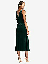 Rear View Thumbnail - Evergreen Cowl-Neck Velvet Midi Tank Dress - Rowan