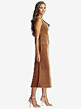 Side View Thumbnail - Golden Almond Cowl-Neck Velvet Midi Tank Dress - Rowan