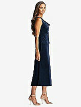 Side View Thumbnail - Midnight Navy Cowl-Neck Velvet Midi Tank Dress - Rowan