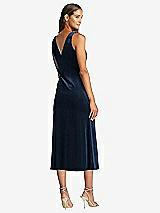 Rear View Thumbnail - Midnight Navy Cowl-Neck Velvet Midi Tank Dress - Rowan