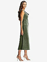 Side View Thumbnail - Sage Cowl-Neck Velvet Midi Tank Dress - Rowan