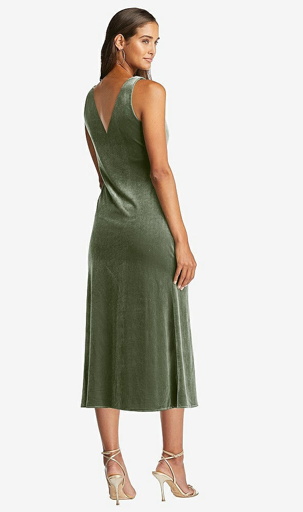 Back View - Sage Cowl-Neck Velvet Midi Tank Dress - Rowan