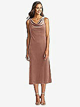 Front View Thumbnail - Tawny Rose Cowl-Neck Velvet Midi Tank Dress - Rowan