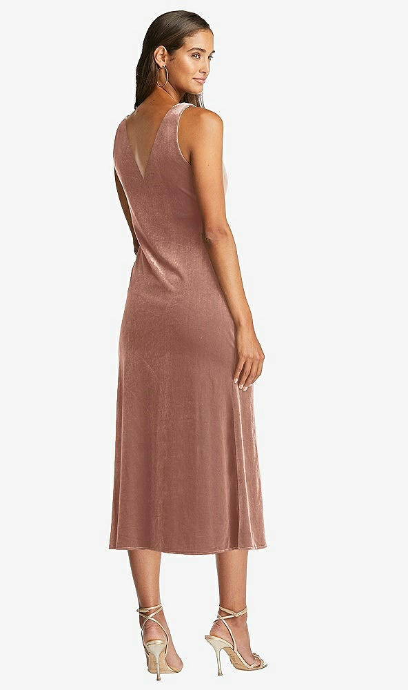 Back View - Tawny Rose Cowl-Neck Velvet Midi Tank Dress - Rowan