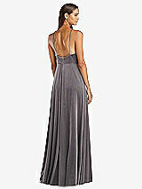 Rear View Thumbnail - Caviar Gray Velvet Halter Maxi Dress with Front Slit - Harper