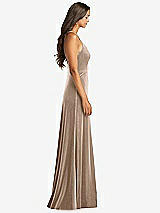 Side View Thumbnail - Topaz Velvet Halter Maxi Dress with Front Slit - Harper