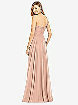 Rear View Thumbnail - Pale Peach One-Shoulder Draped Chiffon Maxi Dress - Dani