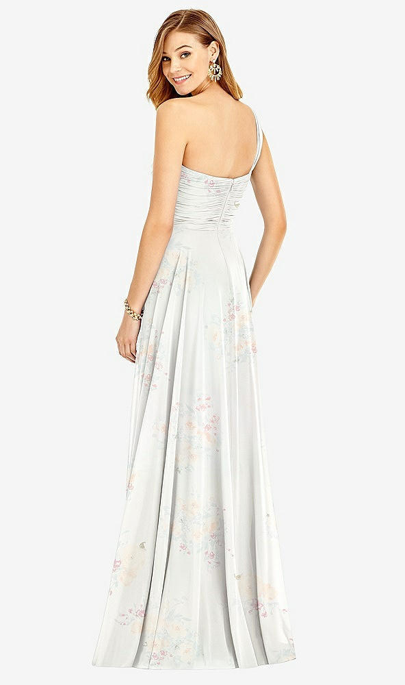 Back View - Spring Fling One-Shoulder Draped Chiffon Maxi Dress - Dani