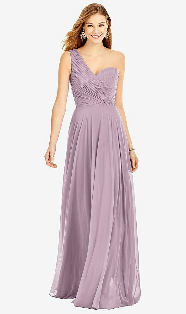 Front View - Suede Rose One-Shoulder Draped Chiffon Maxi Dress - Dani