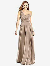 Front View Thumbnail - Topaz One-Shoulder Draped Chiffon Maxi Dress - Dani