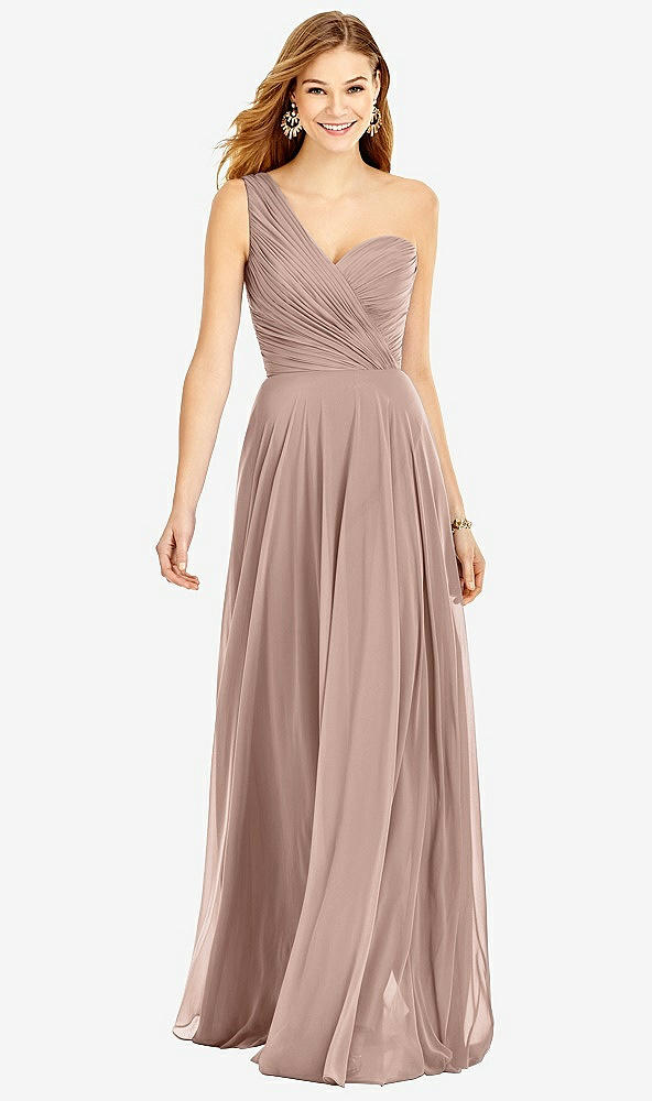 Front View - Bliss One-Shoulder Draped Chiffon Maxi Dress - Dani