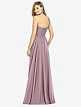 Rear View Thumbnail - Dusty Rose One-Shoulder Draped Chiffon Maxi Dress - Dani