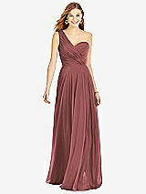 Front View Thumbnail - English Rose One-Shoulder Draped Chiffon Maxi Dress - Dani