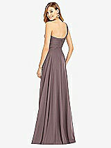 Rear View Thumbnail - French Truffle One-Shoulder Draped Chiffon Maxi Dress - Dani