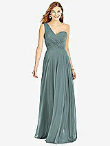 Front View Thumbnail - Icelandic One-Shoulder Draped Chiffon Maxi Dress - Dani