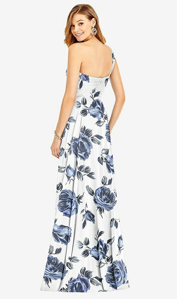 Back View - Indigo Rose One-Shoulder Draped Chiffon Maxi Dress - Dani