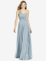 Front View Thumbnail - Mist One-Shoulder Draped Chiffon Maxi Dress - Dani