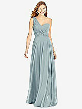 Front View Thumbnail - Morning Sky One-Shoulder Draped Chiffon Maxi Dress - Dani