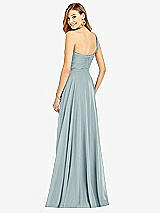 Rear View Thumbnail - Morning Sky One-Shoulder Draped Chiffon Maxi Dress - Dani