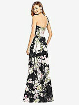 Rear View Thumbnail - Noir Garden One-Shoulder Draped Chiffon Maxi Dress - Dani