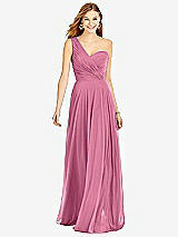 Front View Thumbnail - Orchid Pink One-Shoulder Draped Chiffon Maxi Dress - Dani