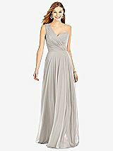 Front View Thumbnail - Oyster One-Shoulder Draped Chiffon Maxi Dress - Dani