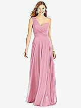 Front View Thumbnail - Peony Pink One-Shoulder Draped Chiffon Maxi Dress - Dani