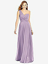 Front View Thumbnail - Pale Purple One-Shoulder Draped Chiffon Maxi Dress - Dani