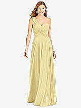 Front View Thumbnail - Pale Yellow One-Shoulder Draped Chiffon Maxi Dress - Dani