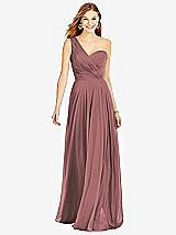 Front View Thumbnail - Rosewood One-Shoulder Draped Chiffon Maxi Dress - Dani