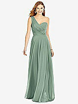 Front View Thumbnail - Seagrass One-Shoulder Draped Chiffon Maxi Dress - Dani