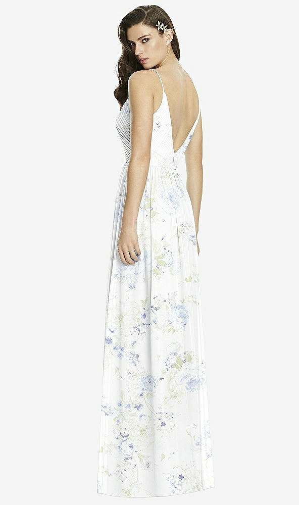 Back View - Bleu Garden Deep V-Back Shirred Maxi Dress - Ensley