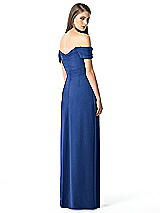 Rear View Thumbnail - Classic Blue Off-the-Shoulder Ruched Chiffon Maxi Dress - Alessia