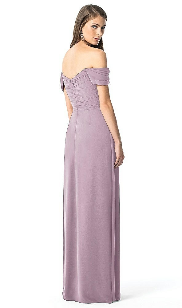 Back View - Suede Rose Off-the-Shoulder Ruched Chiffon Maxi Dress - Alessia