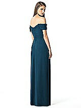 Rear View Thumbnail - Atlantic Blue Off-the-Shoulder Ruched Chiffon Maxi Dress - Alessia