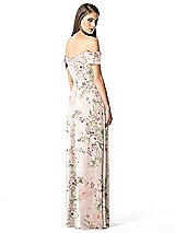 Rear View Thumbnail - Blush Garden Off-the-Shoulder Ruched Chiffon Maxi Dress - Alessia