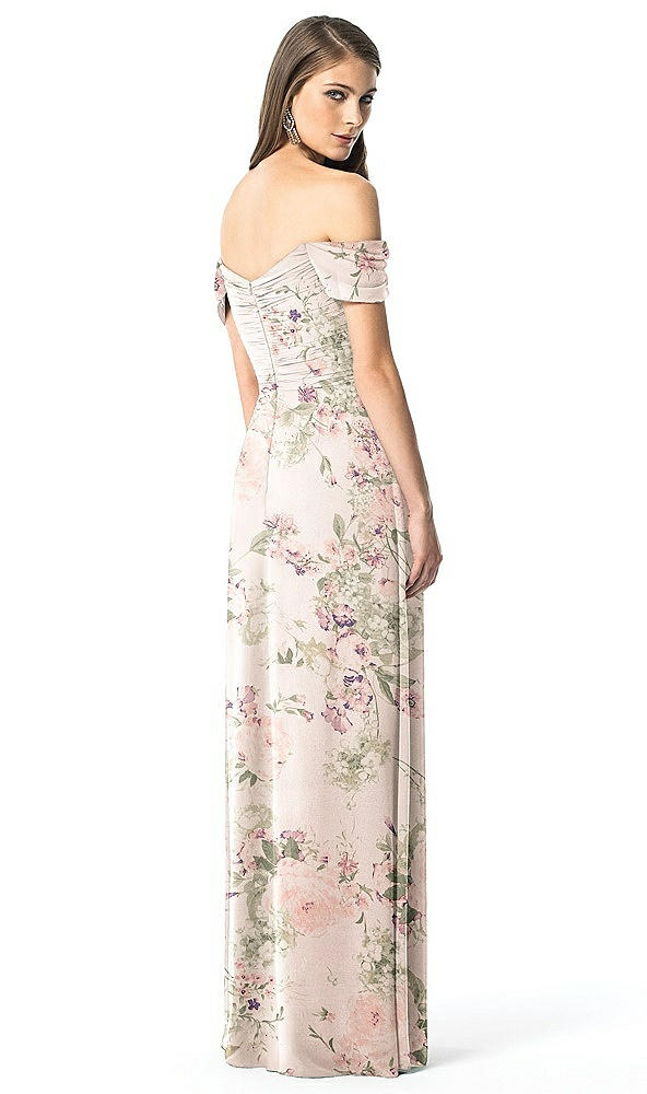 Back View - Blush Garden Off-the-Shoulder Ruched Chiffon Maxi Dress - Alessia