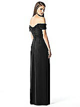 Rear View Thumbnail - Black Off-the-Shoulder Ruched Chiffon Maxi Dress - Alessia