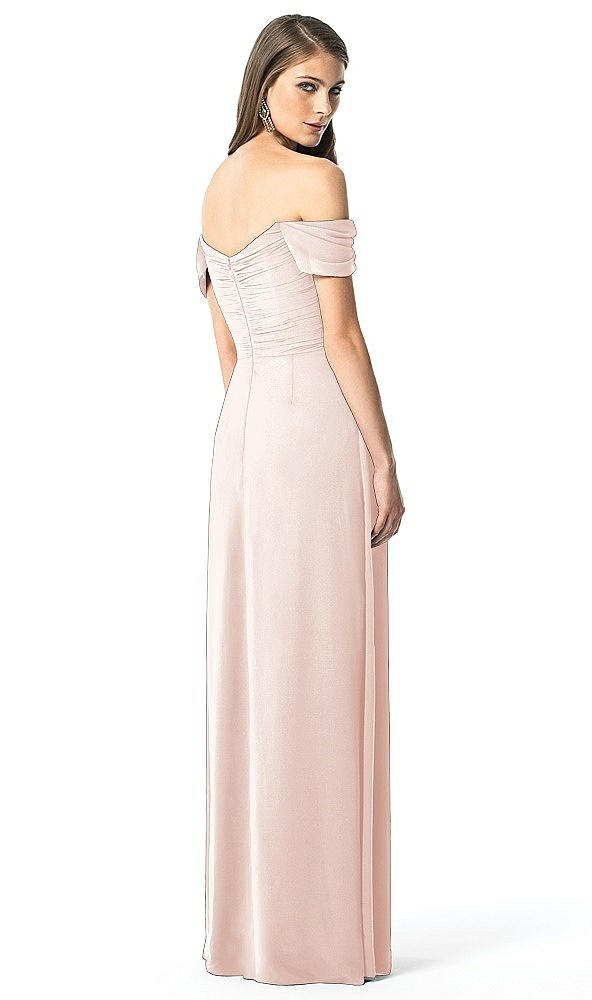 Back View - Blush Off-the-Shoulder Ruched Chiffon Maxi Dress - Alessia