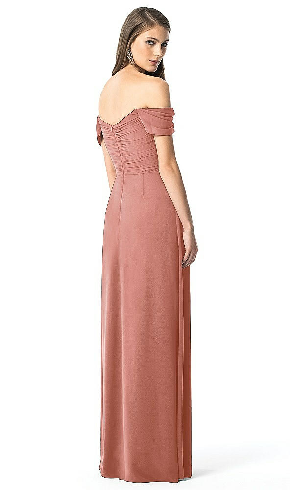 Back View - Desert Rose Off-the-Shoulder Ruched Chiffon Maxi Dress - Alessia