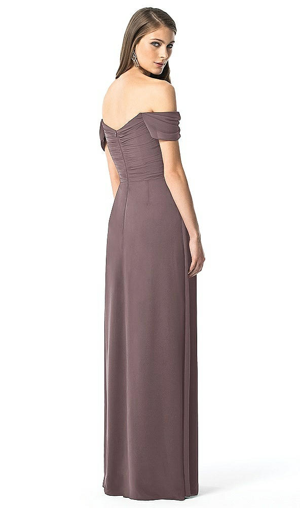 Back View - French Truffle Off-the-Shoulder Ruched Chiffon Maxi Dress - Alessia