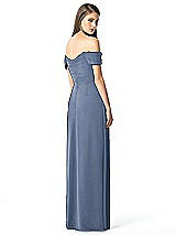 Rear View Thumbnail - Larkspur Blue Off-the-Shoulder Ruched Chiffon Maxi Dress - Alessia